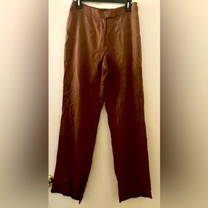 INC Brown Pants Size 8 Silk & Acetate Office Party Date